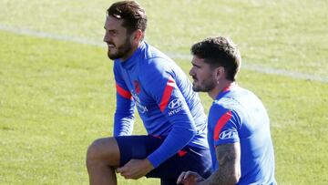 Koke, junto a De Paul en un entrenamiento del Atlético.