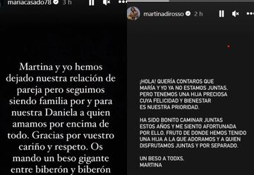 María Casado y Martina diRosso rompen cuatro meses después del nacimiento de su hija. INSTAGRAM.