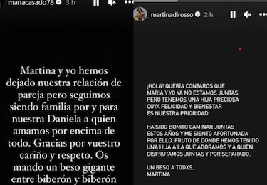 María Casado y Martina diRosso rompen cuatro meses después del nacimiento de su hija