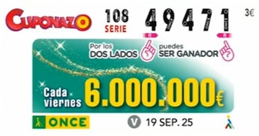 Cuponazo de la ONCE: comprobar los resultados del sorteo hoy, viernes 19 de septiembre