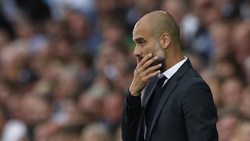 Pep Guardiola, durante un partido del Manchester City.