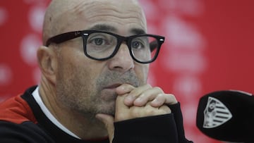 Jorge Sampaoli en la rueda de prensa previa al Real Madrid-Sevilla.