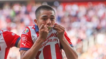 Jonathan Padilla celebrates his goal 1-0 of Guadalajara during the game Guadalajara vs Atletico San Luis, corresponding to Round 02 of the Torneo Apertura 2023 of the Liga BBVA MX, at Akron Stadium, on July 08, 2023.
<br><br>
Jonathan Padilla celebra su gol 1-0 de Guadalajara durante el partido Guadalajara vs Atletico San Luis, correspondiente a la Jornada 02 del Torneo Apertura 2023 de la Liga BBVA MX, en el Estadio Akron, el 08 de Julio de 2023.