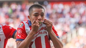  Jonathan Padilla celebrates his goal 1-0 of Guadalajara during the game Guadalajara vs Atletico San Luis, corresponding to Round 02 of the Torneo Apertura 2023 of the Liga BBVA MX, at Akron Stadium, on July 08, 2023.

<br><br>

Jonathan Padilla celebra su gol 1-0 de Guadalajara durante el partido Guadalajara vs Atletico San Luis, correspondiente a la Jornada 02 del Torneo Apertura 2023 de la Liga BBVA MX, en el Estadio Akron, el 08 de Julio de 2023.