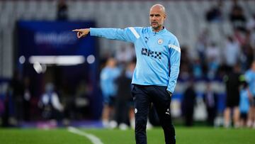 Pep Guardiola head coach of Manchester City during the Manchester City FC training session and press conference prior the UEFA Champions League 2022/23 final match between FC Internazionale and Manchester City FC at Atatuerk Olympic Stadium on June 9, 2023 in Istanbul, Turkey. (Photo by Jose Breton/Pics Action/NurPhoto via Getty Images)