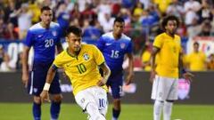 Neymar anot&oacute; de penal en la goleada sobre Estados Unidos.