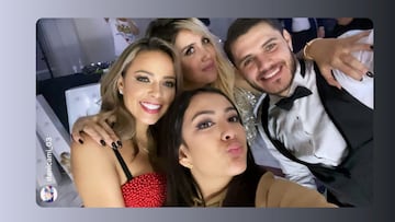 Icardi junto a Wanda, la mujer y la hija de Keylor Navas.