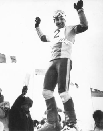 Paquito Fernndez Ochoa, celebrando la medalla de oro en Sapporo.