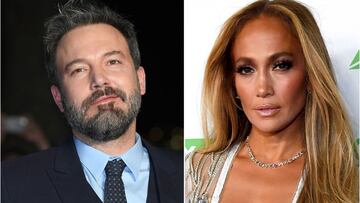 Collage de Ben Affleck y Jennifer Lopez con imágenes de Getty Images