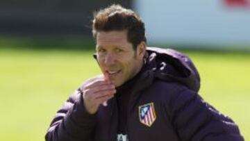 Simeone en el entrenamiento del Atlético de Madrid.