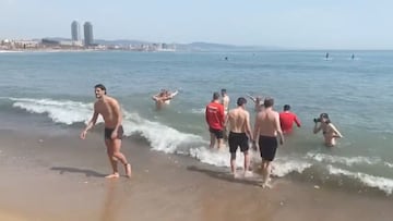 Y despu¨¦s de la fiesta en el Camp Nou hoy llega el ba?o del Eintracht en La Barceloneta