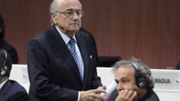 Blatter y Platini en el &uacute;ltimo Congreso de FIFA, en mayo.
 