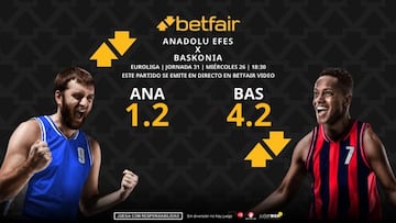 Anadolu Efes vs. Baskonia: horario, dónde ver, pronósticos, estadísticas y clasificación