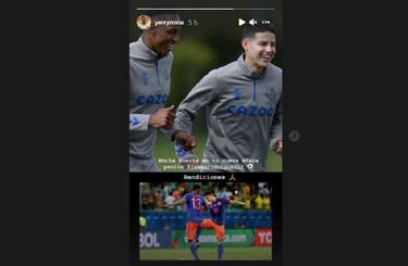 Yerry Mina despide a James y le desea éxitos en lo que viene