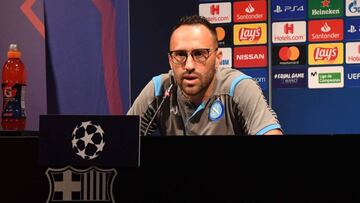 David Ospina en la rueda de prensa previa al juego entre Barcelona y Napoli.