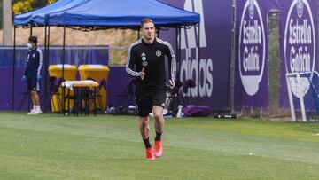 Valladolid. 11/5/2020.
Entrenamiento del Real Valladolid. Primer entrenamiento durante el estado de alarma. Raúl Carnero.