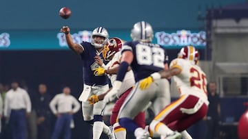 Dak Prescott of the Dallas Cowboys throws a pass