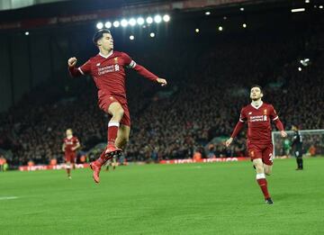 Coutinho, on target against Swansea at Anfield