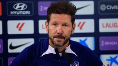 El técnico del Atlético de Madrid diego Pablo Simeone durante la rueda de prensa.