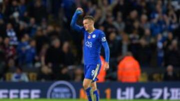 Jamie Vardy celebra un gol anotado con el Leicester City.