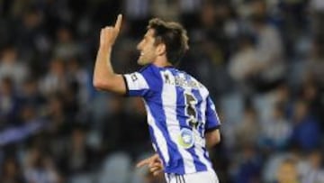 Markel Bergara, celebrando un gol.