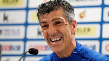 GRAFCAV2359. LASARTE (GIPUZKOA), 05/02/2020.- El entrenador de la Real Sociedad, Imanol Alguacil, ha ofrecido una rueda de prensa este miércoles en el campo de entrenamiento de Zubieta, en Lasarte (Gipuzkoa), previa al partido de cuartos de final d