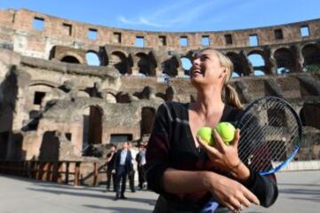 Sharapova entrena en el Coliseo de Roma