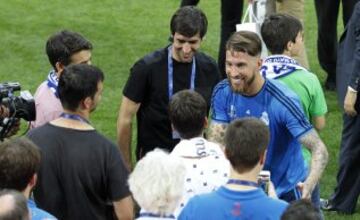 Último entrenamiento del Real Madrid antes de la final. Raúl y Sergio Ramos.