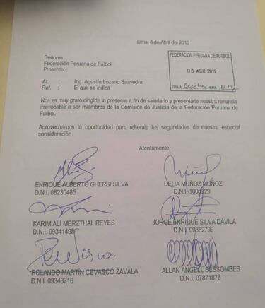 Dimite la Comisión de Justicia de la Federación Peruana de Fútbol
