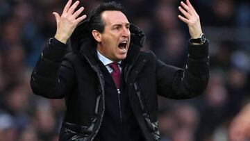 Aston Villa's Spanish head coach Unai Emery gestures on the touchline during the English Premier League football match between Tottenham Hotspur and Aston Villa at Tottenham Hotspur Stadium in London, on January 1, 2023. - - RESTRICTED TO EDITORIAL USE. No use with unauthorized audio, video, data, fixture lists, club/league logos or 'live' services. Online in-match use limited to 120 images. An additional 40 images may be used in extra time. No video emulation. Social media in-match use limited to 120 images. An additional 40 images may be used in extra time. No use in betting publications, games or single club/league/player publications. (Photo by Adrian DENNIS / AFP) / RESTRICTED TO EDITORIAL USE. No use with unauthorized audio, video, data, fixture lists, club/league logos or 'live' services. Online in-match use limited to 120 images. An additional 40 images may be used in extra time. No video emulation. Social media in-match use limited to 120 images. An additional 40 images may be used in extra time. No use in betting publications, games or single club/league/player publications. / RESTRICTED TO EDITORIAL USE. No use with unauthorized audio, video, data, fixture lists, club/league logos or 'live' services. Online in-match use limited to 120 images. An additional 40 images may be used in extra time. No video emulation. Social media in-match use limited to 120 images. An additional 40 images may be used in extra time. No use in betting publications, games or single club/league/player publications. (Photo by ADRIAN DENNIS/AFP via Getty Images)