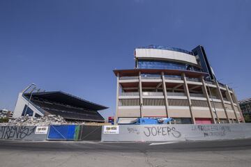 Aspecto de la demolición del Estadio Vicente Calderón a 19 de julio de 2019