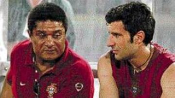 <b>PASADO Y PRESENTE</b>. Figo y Esuebio son dos de las estrellas históricas de Portugal.