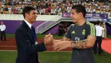 James y Zanetti se encontraron en China cuando el Real Madrid enfrentó al Inter en un amistoso