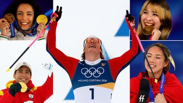 Klaebo, el rey de los Juegos, rodeado por Brignone, Liu, Gu y Cardona.