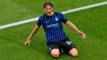 Pio Esposito celebra su gol con el Inter ante River, en el Mundial de Clubes.