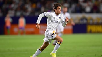 Aug 19, 2022; Carson, California, USA; Los Angeles Galaxy midfielder Riqui Puig (6) in action against the Seattle Sounders during the second half at Dignity Health Sports Park. Mandatory Credit: Gary A. Vasquez-USA TODAY Sports