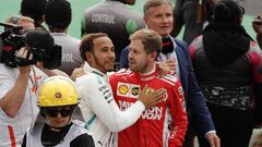 Lewis Hamilton conversa con Sebastian Vettel en M&eacute;xico.