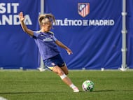 Medina, durante un entrenamiento del Atlético de Madrid esta temporada.