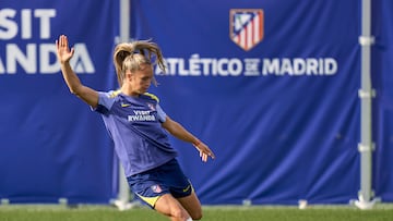 Medina, durante un entrenamiento del Atlético de Madrid esta temporada.