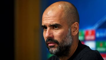 Pep Guardiola en rueda de prensa.