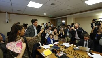 Valparaiso, 10 de enero de 2023.
Los diputados Diego Schalper y Gonzalo De La Carrera discuten durante la comision de constitucion de la Camara de Diputados.
Raul Zamora/Aton Chile