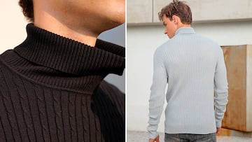 Jersey de cuello alto para hombre en colores negro y gris.