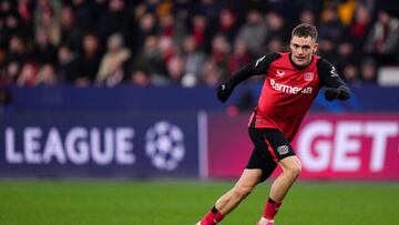 Bayer Leverkusen's German midfielder #10 Florian Wirtz reacts during the UEFA Champions League football match between Bayer 04 Leverkusen and Inter Milan in Leverkusen, western Germany on December 10, 2024. (Photo by Pau BARRENA / AFP)