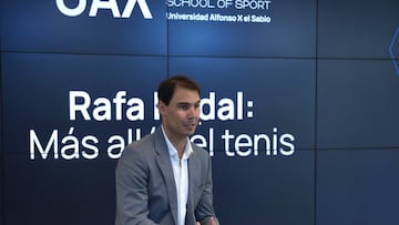 El extenista español Rafa Nadal, durante su visita a la UAX Rafa Nadal School of Sport.