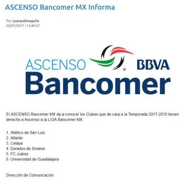 Ascenso MX anuncia que sólo seis equipos tendrán oportunidad de ascender