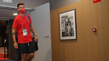 Morata a la llegada al Wanda Metropolitano.