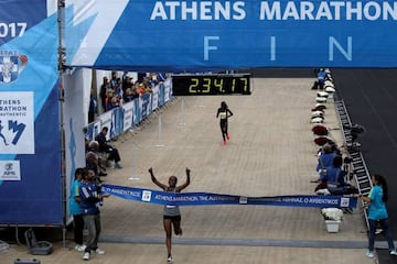 Bedaru Badane crosses the line in Athens