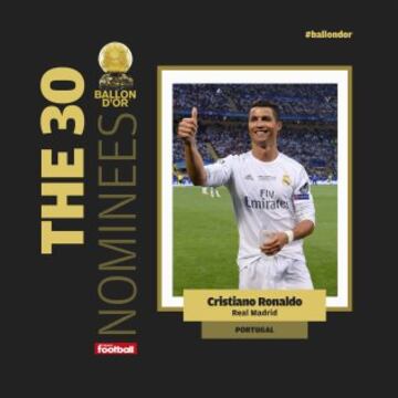 Complete list of the 30 nominees for the 2016 Ballon d'Or