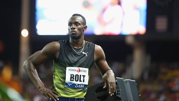 Usain Bolt tras su victoria en la reuni&oacute;n de la Diamond League en M&oacute;naco.