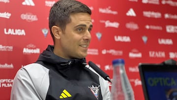 Lisci en la rueda de prensa previa al derbi provincial.